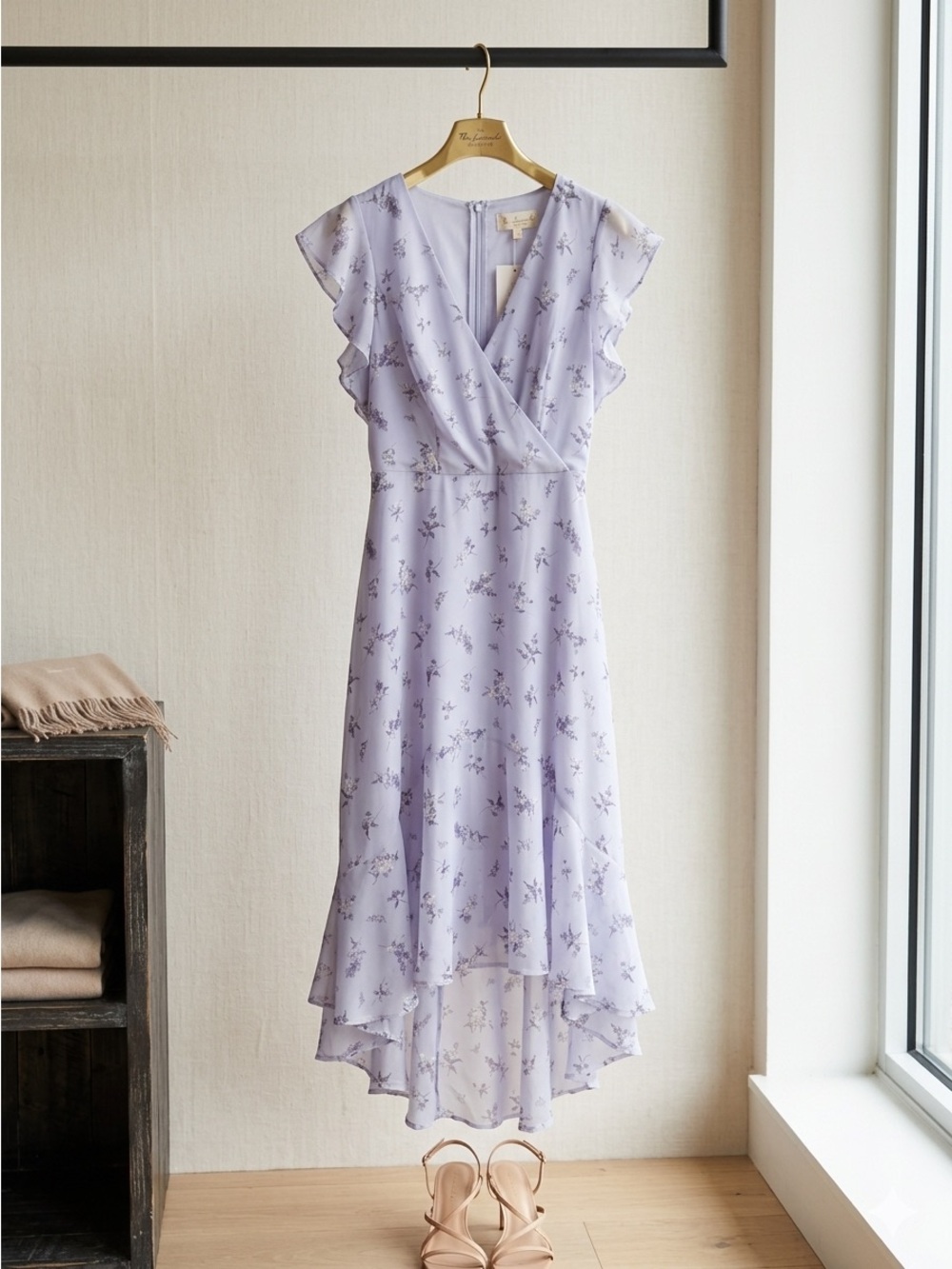 Altar'd State Lilac Floral High-Low Wrap Dress